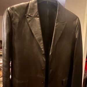Men's Black Leather Blazer